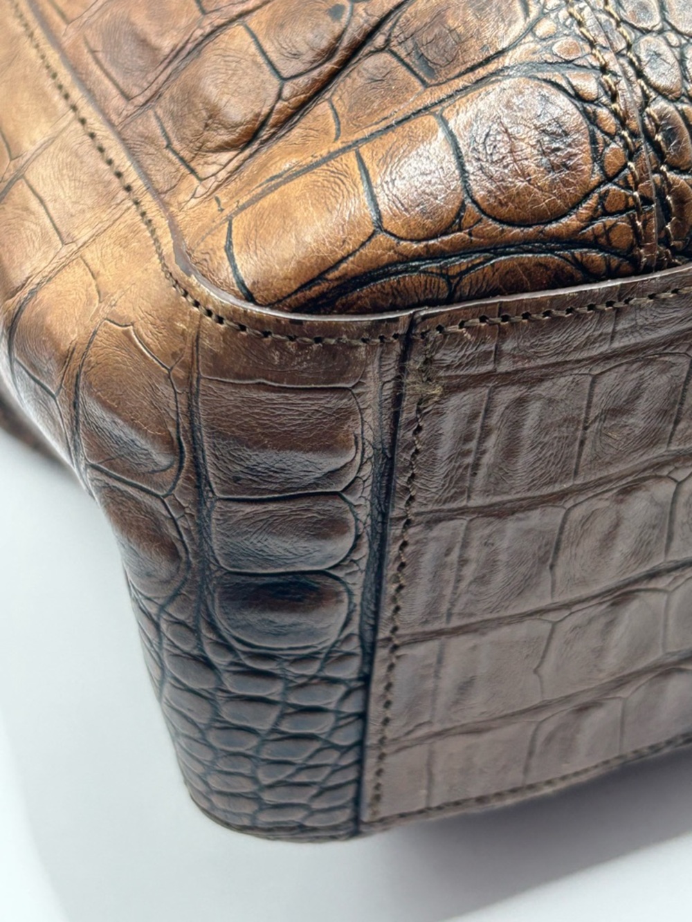 Brahmin Vintage Croc-Embossed Mojito Chocolate Harbor - Picture 10 of 17